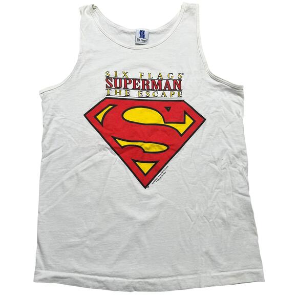 Vintage 1996 Six Flags DC Comics - Superman The Escape Tank Top - size L - Picture 1 of 9